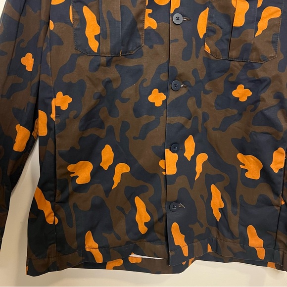 Weekday Lean Printed Jacket Orange and Navy Camo Y2K Elevated Jacket - Picture 3 of 10